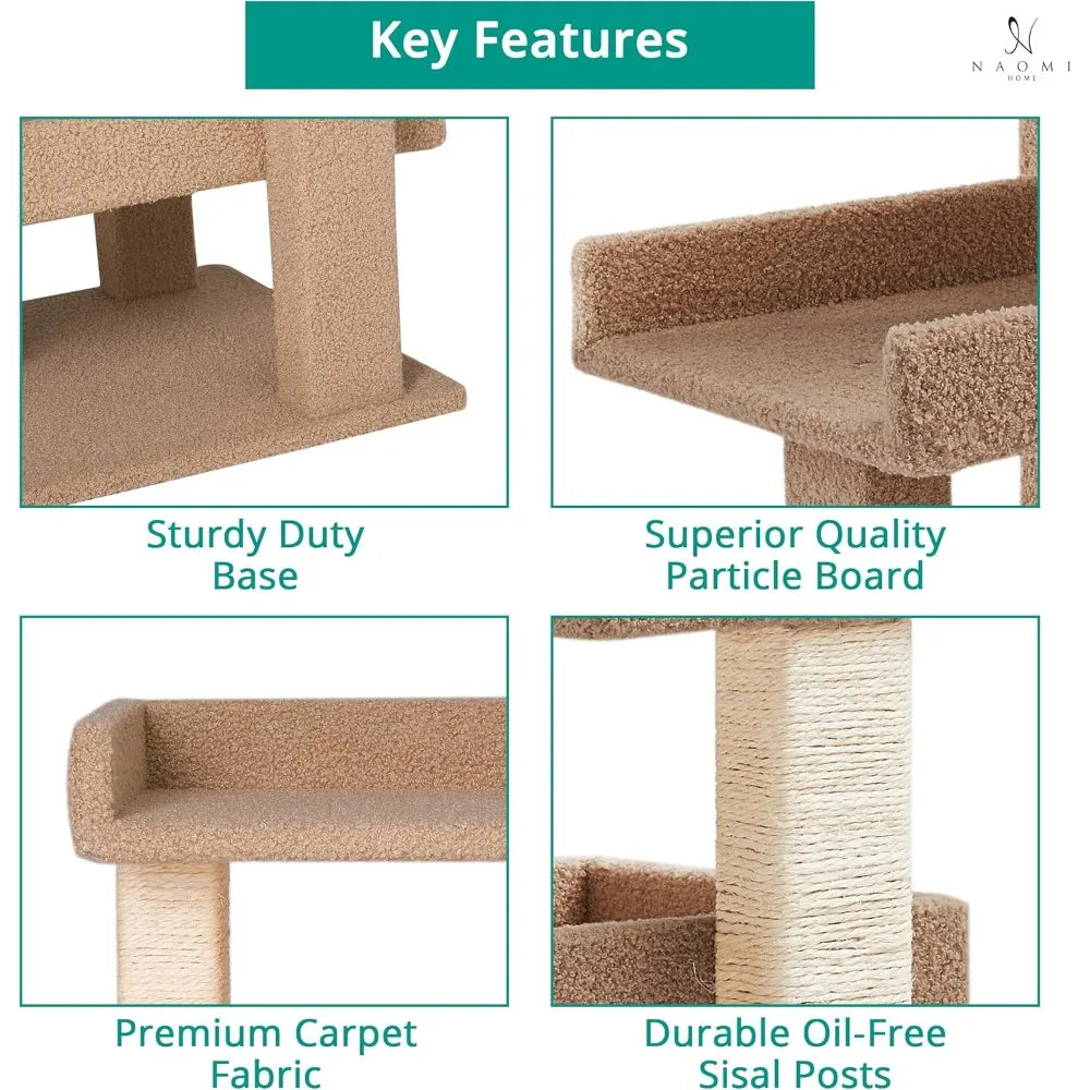 Nala Cat Tree Tower - 3 Tier Cat condo for Large Cats Tower with Scratching Post Multi - Level Tree for Large Indoor Cats by Noa