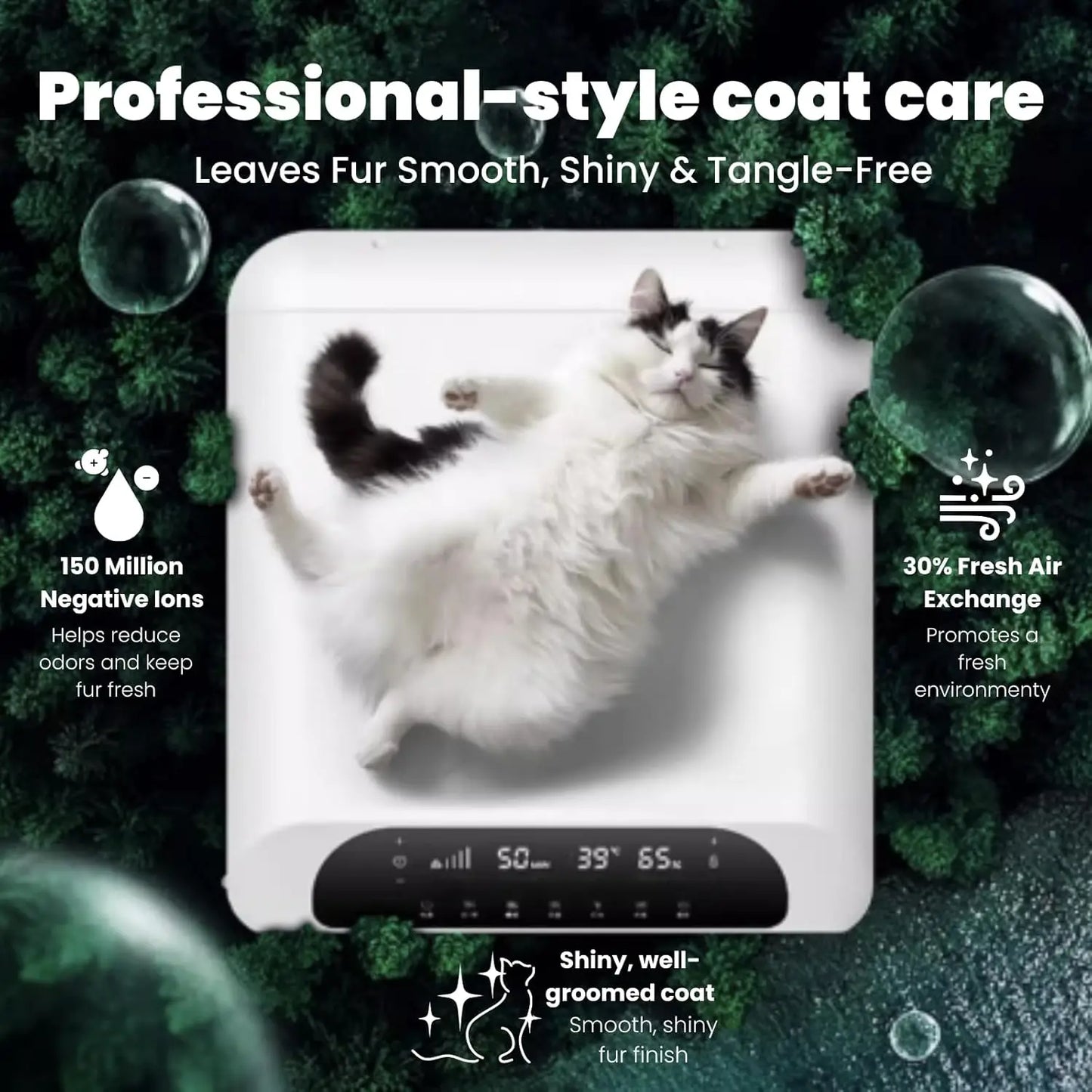 Low Noise Pet Dryer Box with 20 Air Vents Gentle Fur Care Smart App Safety All Season Grooming Custom