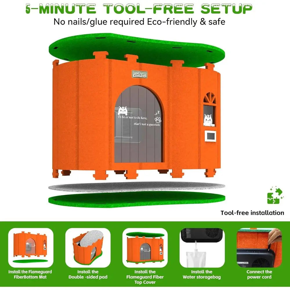 Air Conditioned Cat House - 4-Season Thermo-Electric Pet Shelter with Cozy Warm & Cool es or Small Dogs and Cats Up to 15lbs, En