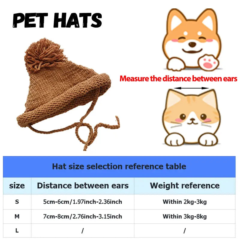 Pet Knitted Hat Dog Cute Fur Ball Head Cover Cat Accessories Suitable for Small and Medium Dogs and Cats