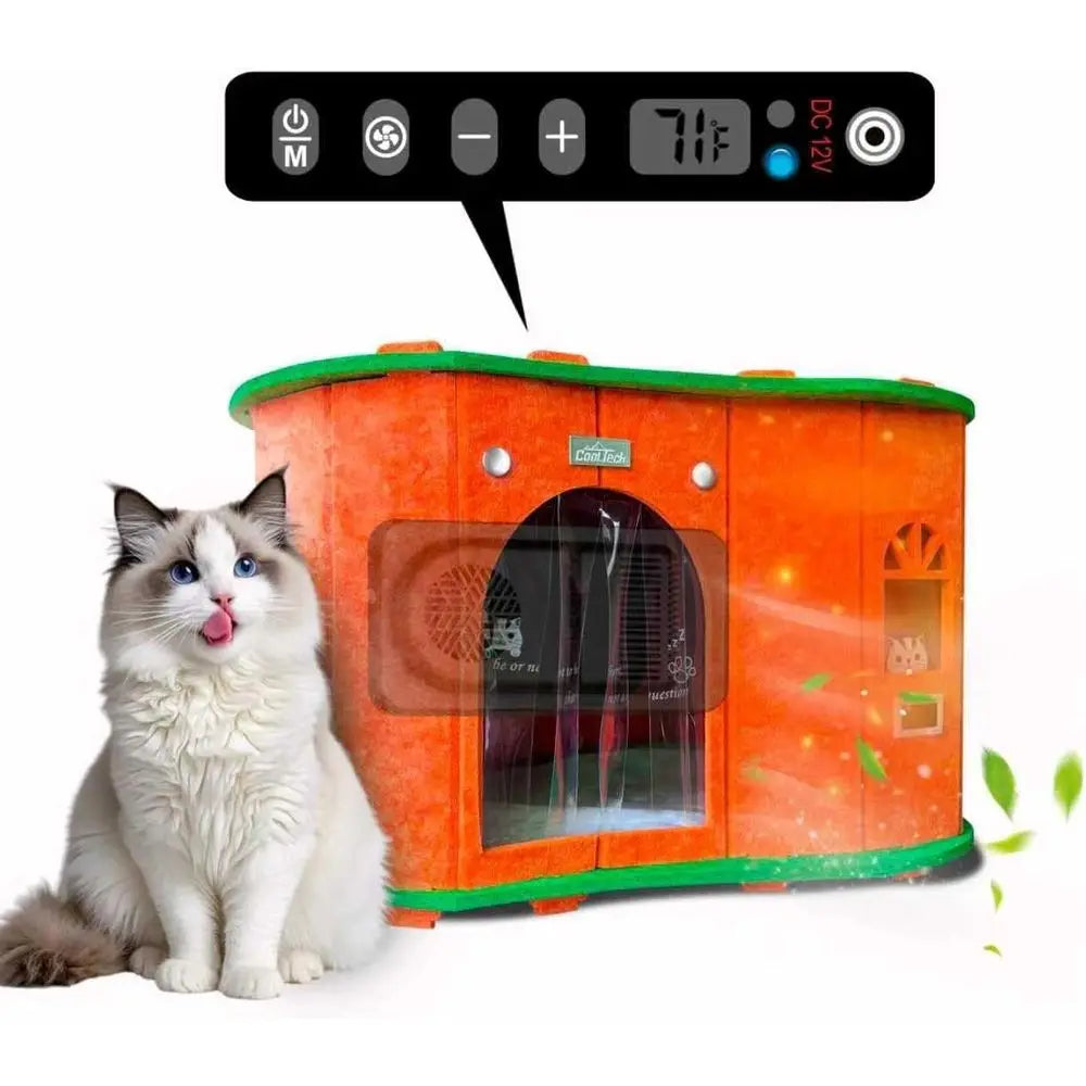Air Conditioned Cat House - 4-Season Thermo-Electric Pet Shelter with Cozy Warm & Cool es or Small Dogs and Cats Up to 15lbs, En