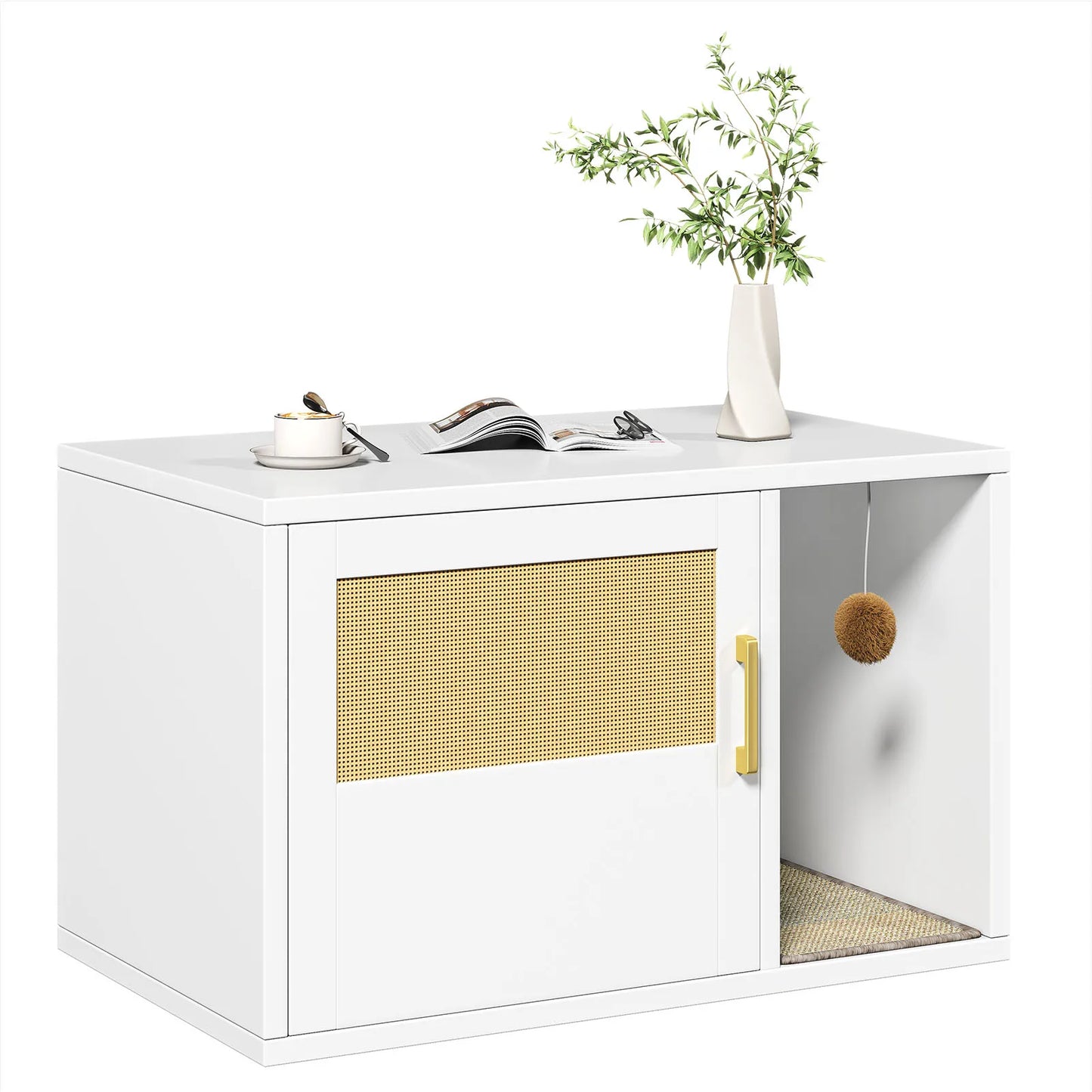 Modern Cat House Cat Litter Box Cabinet Multifunctional Washroom End Table for Bedroom Living Room Cat Litter Box Cabinet