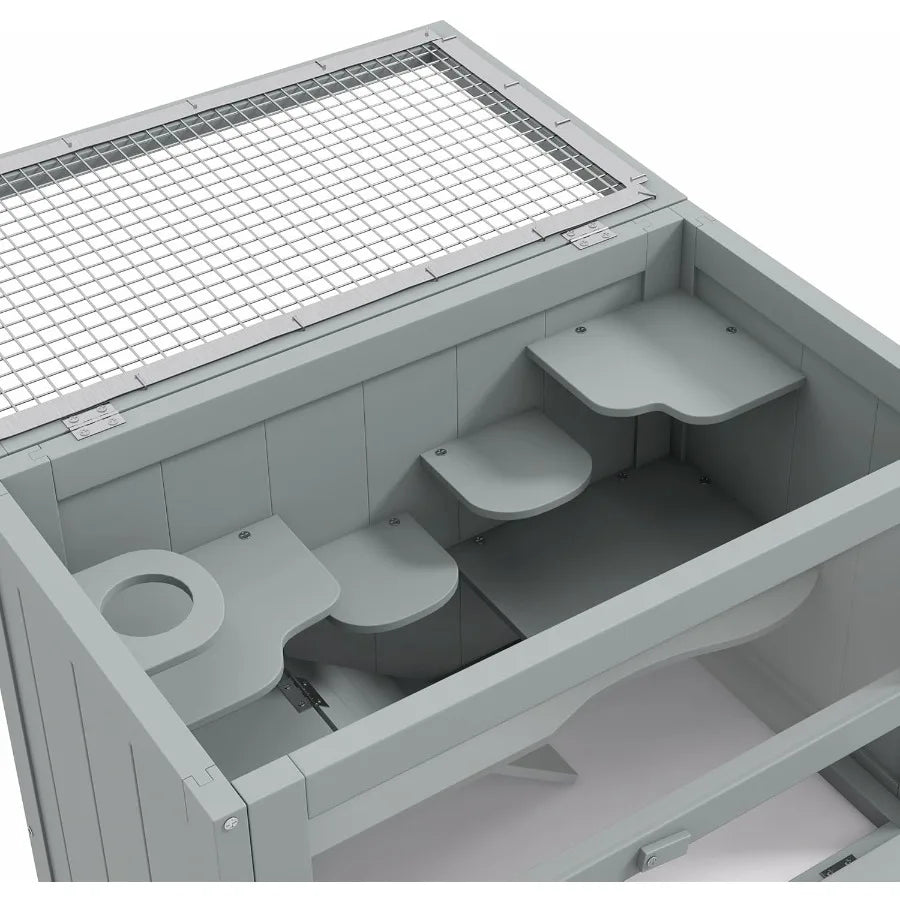 2Level Hamster Cage Mice and Rat House Small Animal Habitat for Guinea Pigs Chinchillas with Openable Top Front Door Shelf and