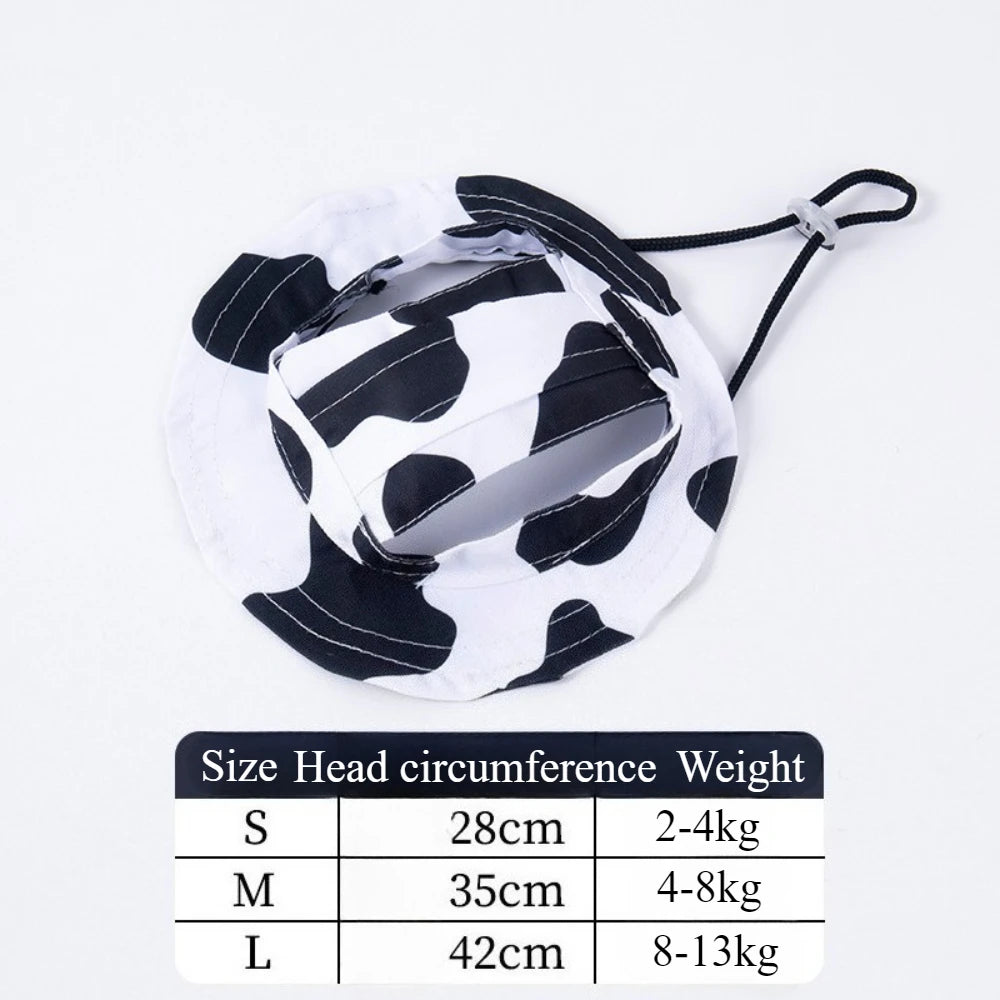 Adjustable Dog Hat Fashion Pet Bucket Hats with Ear Holes Summer Outdoor Round Brim Sun Hat for Samll Dogs Cats Pet Supplies