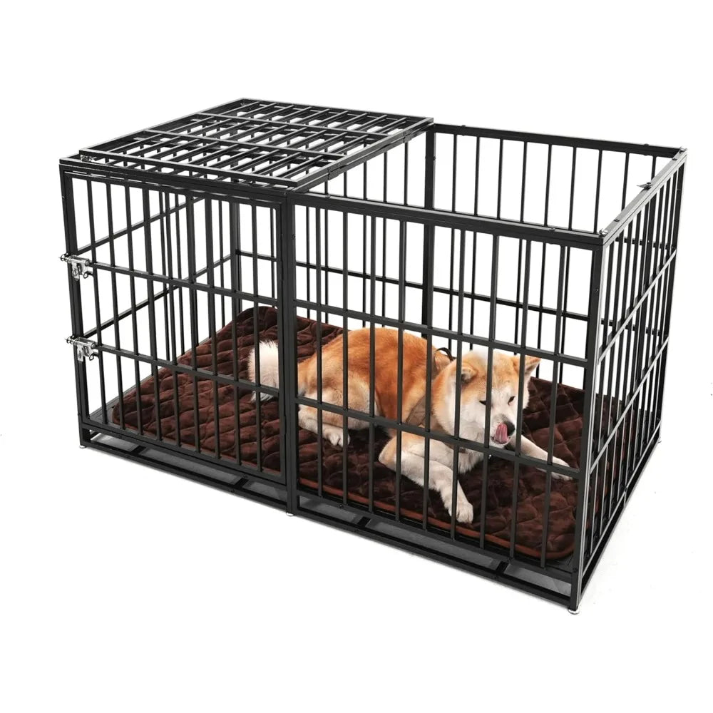 Extra Large Heavy Duty Dog Crate Metal Dog Kennels Cage with Mat and Trays for Large Dogs