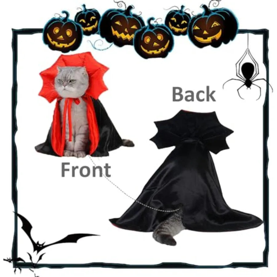 Cat Halloween Costumes Adjtable Vampire Cape Cloak Accessories for Kitten Small Dogs Black Bat Cat Masks Cosplay C at Outfits S