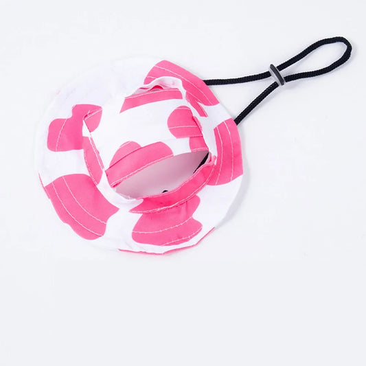 Adjustable Dog Hat Fashion Pet Bucket Hats with Ear Holes Summer Outdoor Round Brim Sun Hat for Samll Dogs Cats Pet Supplies