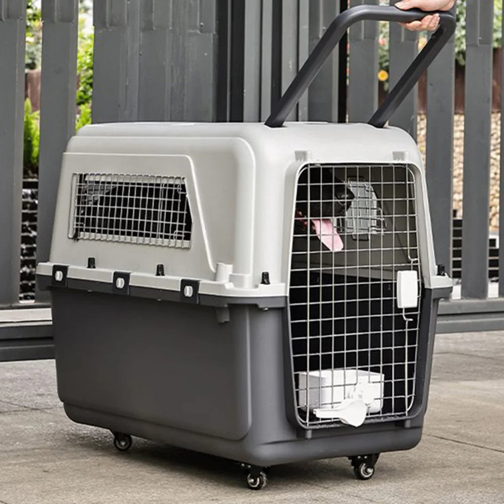 Cats Pet Travel Carrier Length 33in/Width 21.6in/Height 25.2in with Handle & Metal Door Pet Carrier & Crate for Puppies Kittens