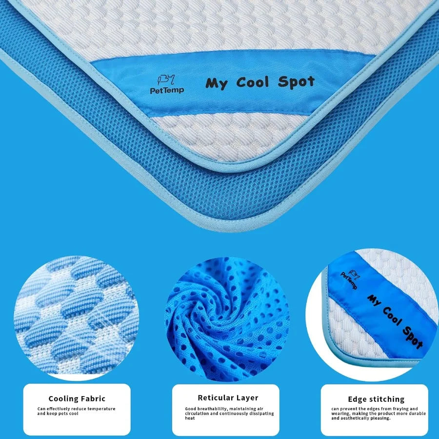 Pet Cooling Mat for Dogs Cats Ice-Silk Breathable Washable Foldable Cooling Blanket Durable Portable Non-Slip Dog Bed for Crate