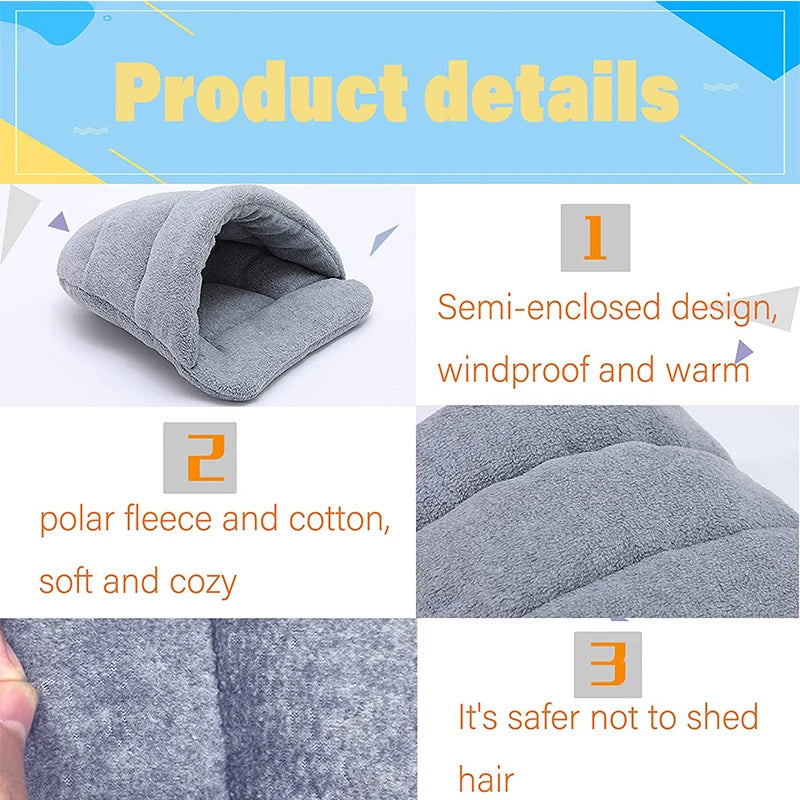 Guinea Pig Warm Bed Rabbit House Hamster Sleeping Bag Small Pet Item Cave Nest Soft Fleece Slippers Bed Guinea Pigs Assessories