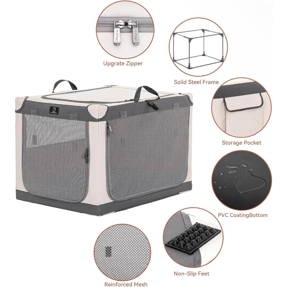 A4Pet Dog Crates for Large Dogs - 40 Inch Adjustable Stainless Steel Frame, Lightweight, Durable and Foldable, Collapsible Dog C
