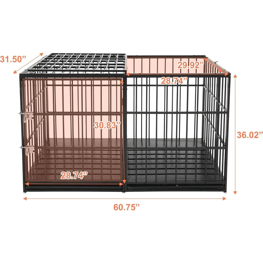 Extra Large Heavy Duty Dog Crate Metal Dog Kennels Cage with Mat and Trays for Large Dogs