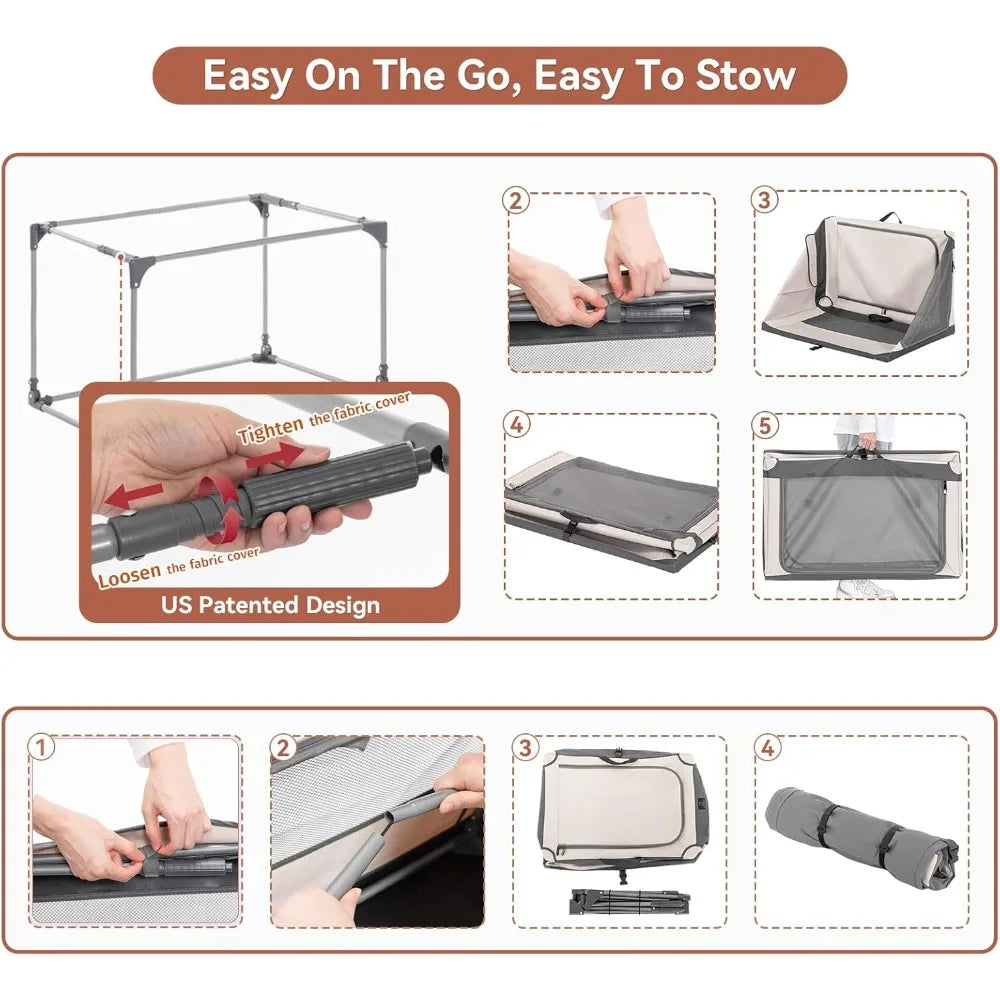 A4Pet Dog Crates for Large Dogs - 40 Inch Adjustable Stainless Steel Frame, Lightweight, Durable and Foldable, Collapsible Dog C
