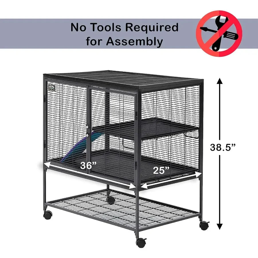 Deluxe Critter Nation Single Unit Small Animal Cage Assembled Cage for Pet Rodents and Small Pets 91.44 L x 60.96 W x 62.23 H C