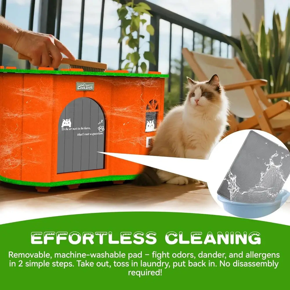 Air Conditioned Cat House - 4-Season Thermo-Electric Pet Shelter with Cozy Warm & Cool es or Small Dogs and Cats Up to 15lbs, En