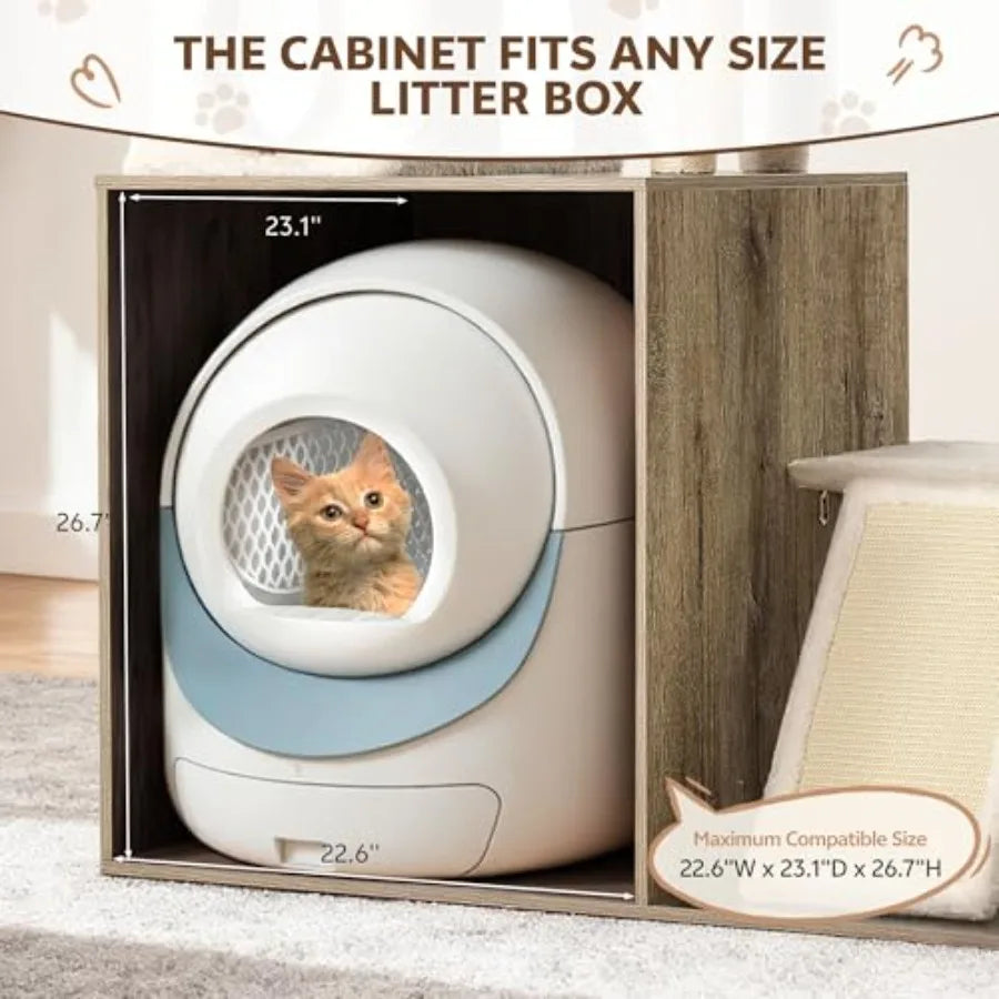 68 Inch Large Cat Tree with Litter Box Enclosure for Automatic Litter Box 2-in-1 Cats House Condo with Scratching Posts Scratch