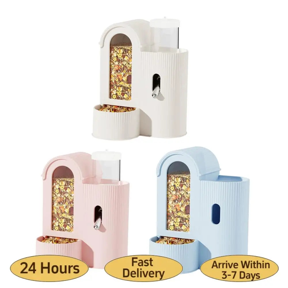 2-in-1 Automatic Bunny Feeder Leak-Resistant Hamster Feeder And Waterer Food Water Dispenser for Hamster Guinea Pig Cage Bedroom