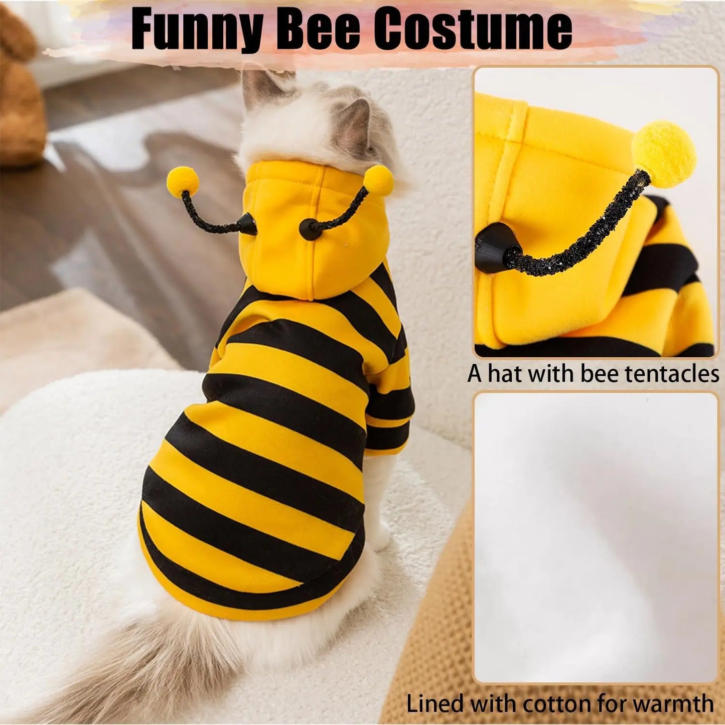 TONG Pet Hoodie Sweater - Warm Cold Weather Coat for Small Dogs Puppies & Cats, Christmas Halloween Party Costume