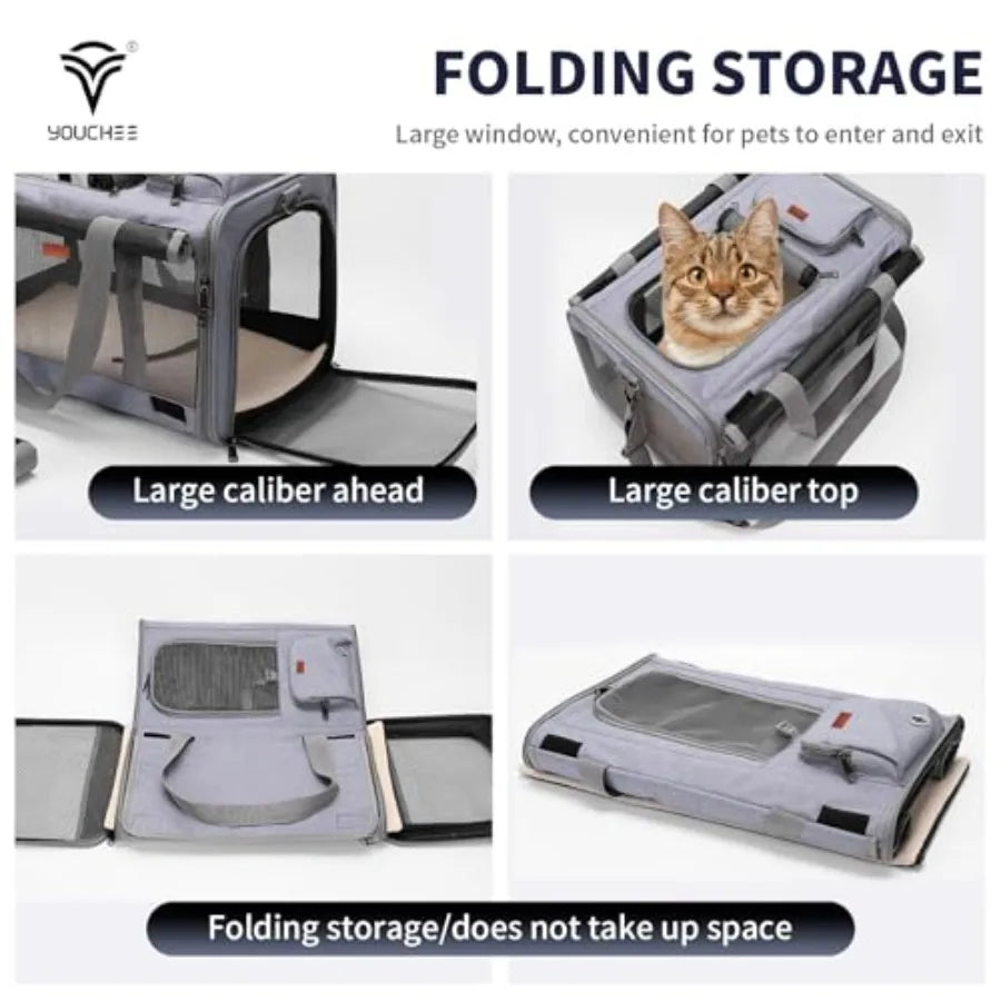 19x10.5x11.5 Inches Soft Sided Collapsible Pet Carrier for Cats and Dogs Up to 20 Ibs Washable Grey Travel Puppy Carrier