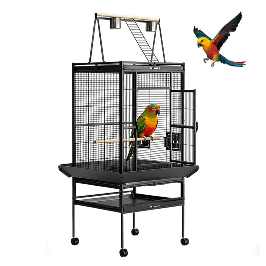 69-inch Playtop Parrot Bird Cages, Metal Large Birdcage with Rolling Stand for Parakeet Cockatiels Lovebird Parrot Cage Birdcage