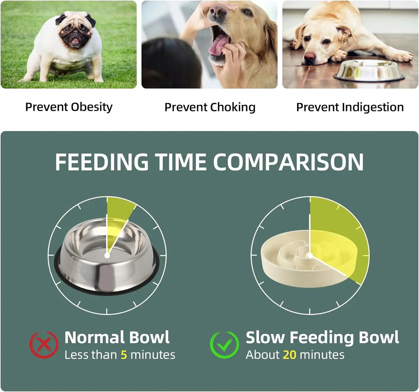 Ceramic Raised Slow Feeder Dog Bowl Set with Wooden Stand for Medium and Small Dogs, Anti-Gulping Design in Beige