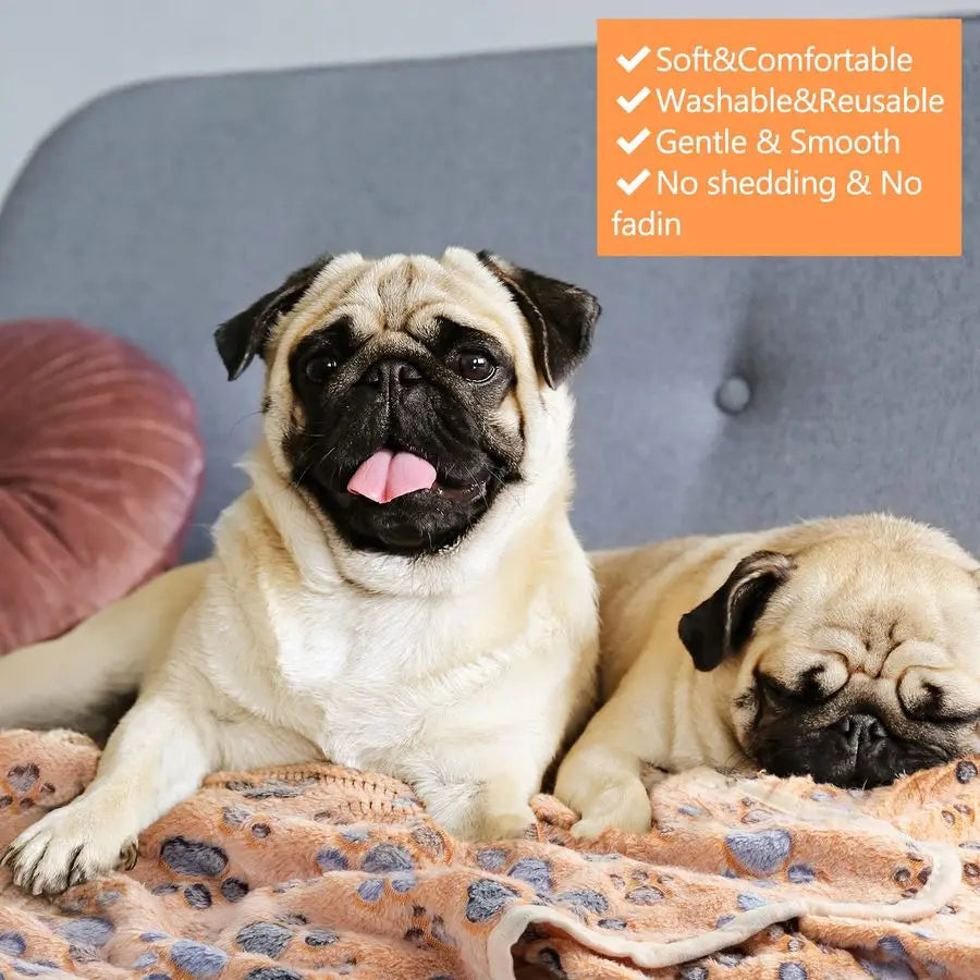 40 Pcs Blankets Soft Fluffy Fleece Washable Pet Dog Sleep mat Paw Print Pattern Fleece Blankets for Pets Throw Warm Bed Mat for