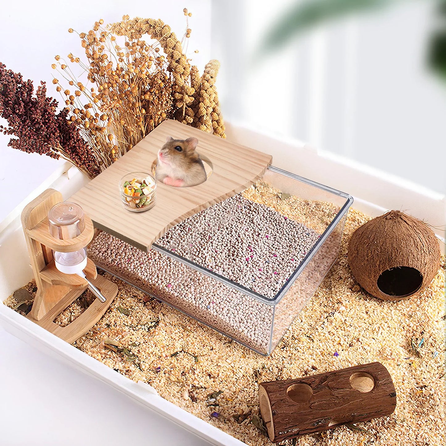 1pc Transparent Hamster Sand Bath Container Acrylic Chinchilla Dust Bath Box Easy Clean Stable Lightweight Pet Sandbox Container