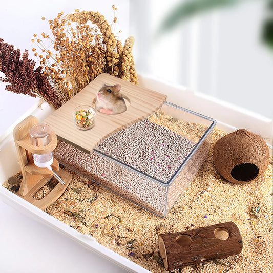 1pc Transparent Hamster Sand Bath Container Acrylic Chinchilla Dust Bath Box Easy Clean Stable Lightweight Pet Sandbox Container
