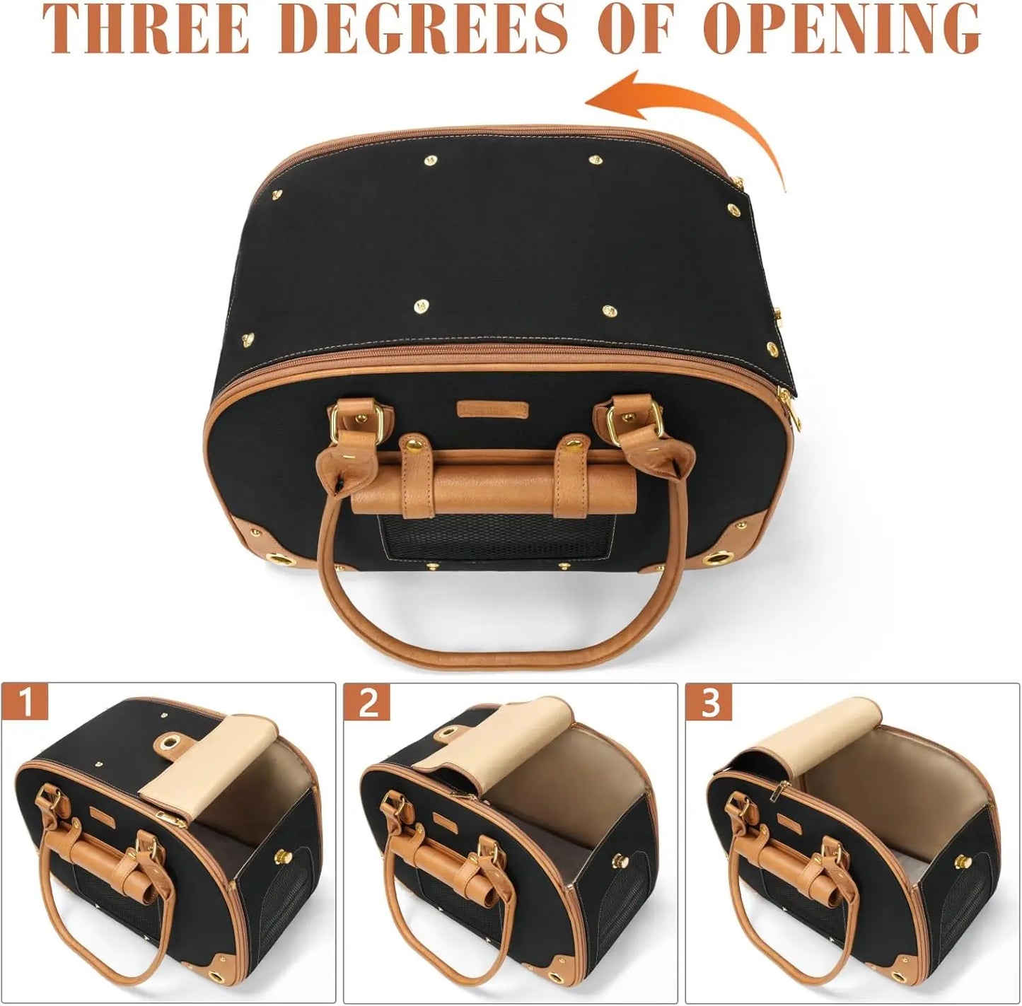 Foldable Waterproof Pet Carrier Purse for Small Dogs and Cats, Portable Travel Bag for Home and Outdoor Use in Black