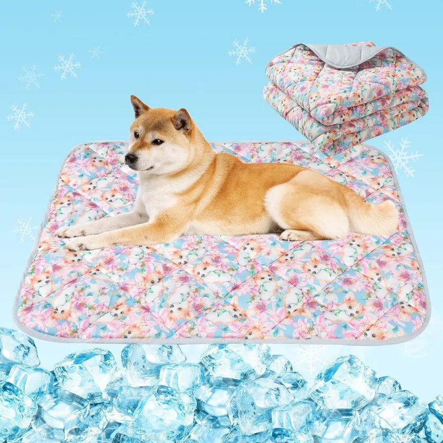 Dog Cooling Mat Cat Self Cool Ice Pads for Summer Use Lightweight Pet Pad Blanket Bed Cover with Advanced Cooling Technology Wa