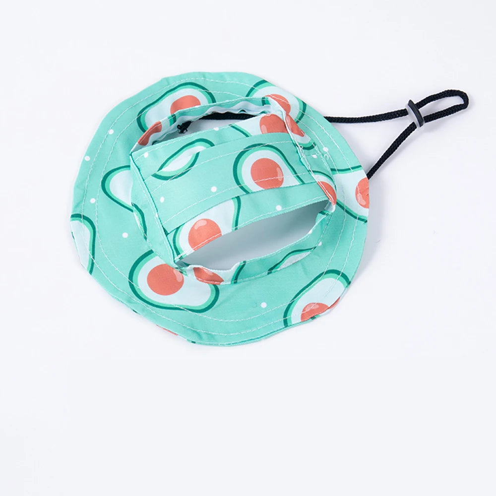 Adjustable Dog Hat Fashion Pet Bucket Hats with Ear Holes Summer Outdoor Round Brim Sun Hat for Samll Dogs Cats Pet Supplies