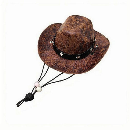 Pet Cowboy Hat with Bandana Set Adjustable Western Style Costume for Small Medium Large Dogs Cats Halloween Party Dress Up