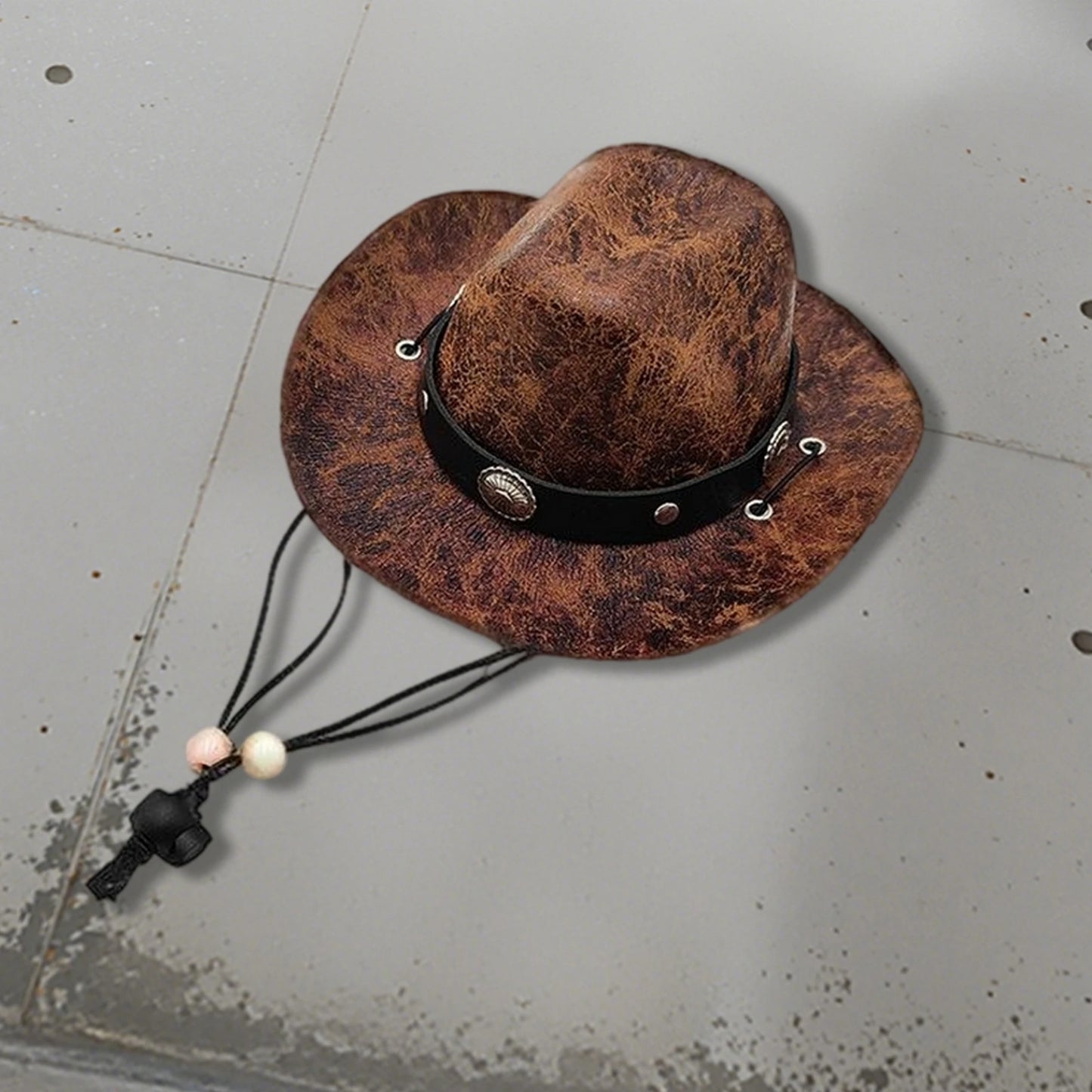 Pet Cowboy Hat with Bandana Set Adjustable Western Style Costume for Small Medium Large Dogs Cats Halloween Party Dress Up