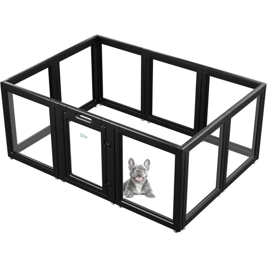 BEST SALE-AuraSpace Acrylic Indoor Dog Playpen for Puppies and Small Dogs, 24 Inch, 10 Panels, BlackCAMPING