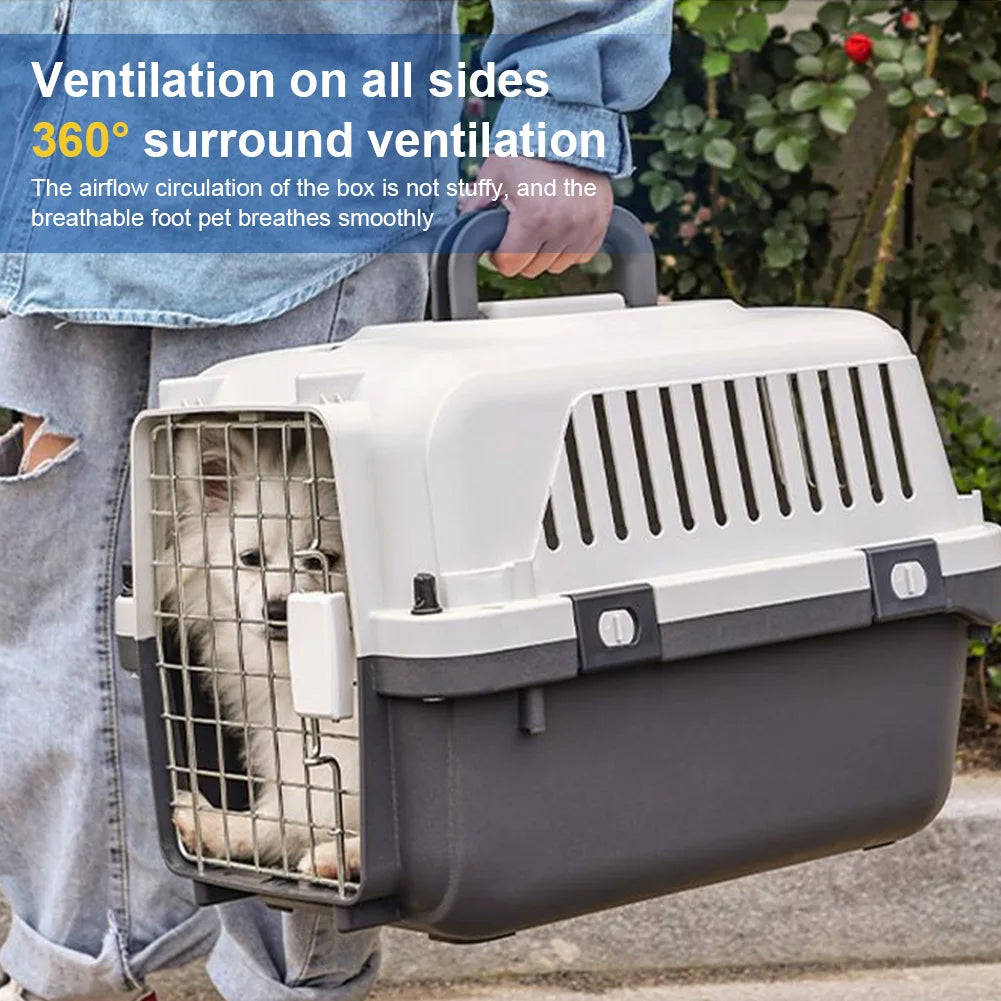 Cats Pet Travel Carrier Length 33in/Width 21.6in/Height 25.2in with Handle & Metal Door Pet Carrier & Crate for Puppies Kittens
