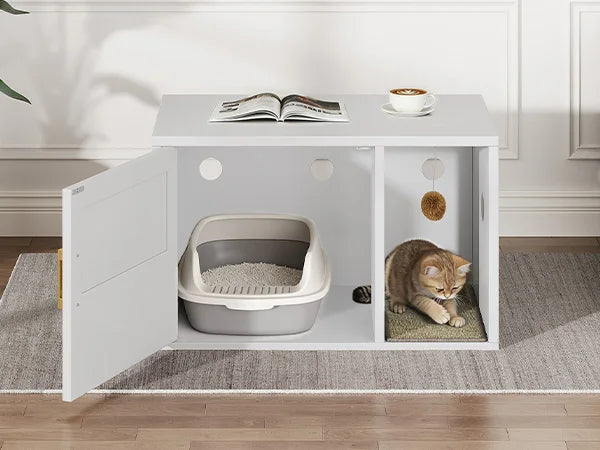 Modern Cat House Cat Litter Box Cabinet Multifunctional Washroom End Table for Bedroom Living Room Cat Litter Box Cabinet