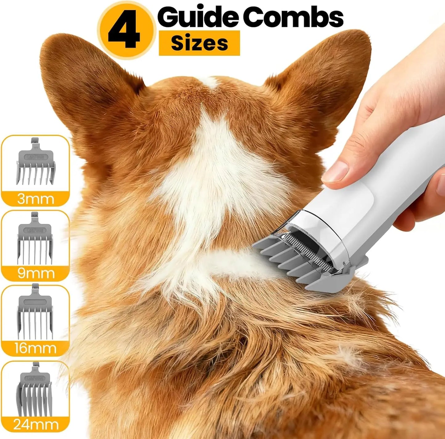 All-in-One Pet Grooming Vacuum with Hair Clipper and Shedding Brush, Low Noise 12,000Pa Suction for Dogs and Cats
