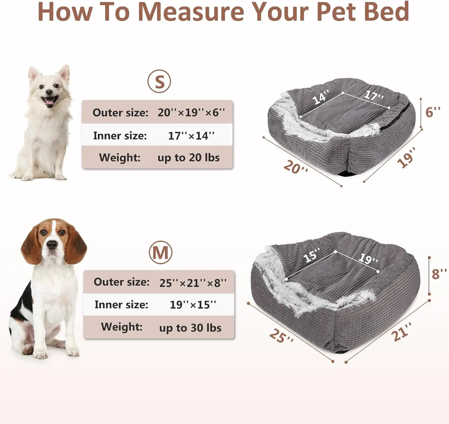 Orthopedic Cave Dog Bed for Medium Large Small Dogs, Hooded Blanket Pet Bed, Washable Cat Bed (25 inches, Grey)
