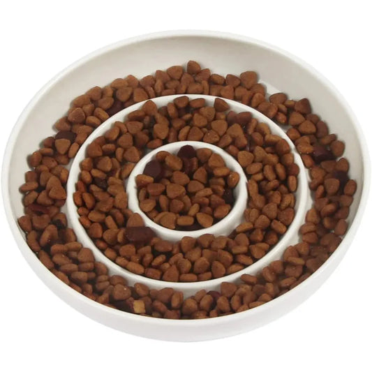 Slow Feeder Bowl,Ceramic Feed Bowls Heavy and Shallow Wisker Stress-Free Pets Dish Kittens Small Wet Food,