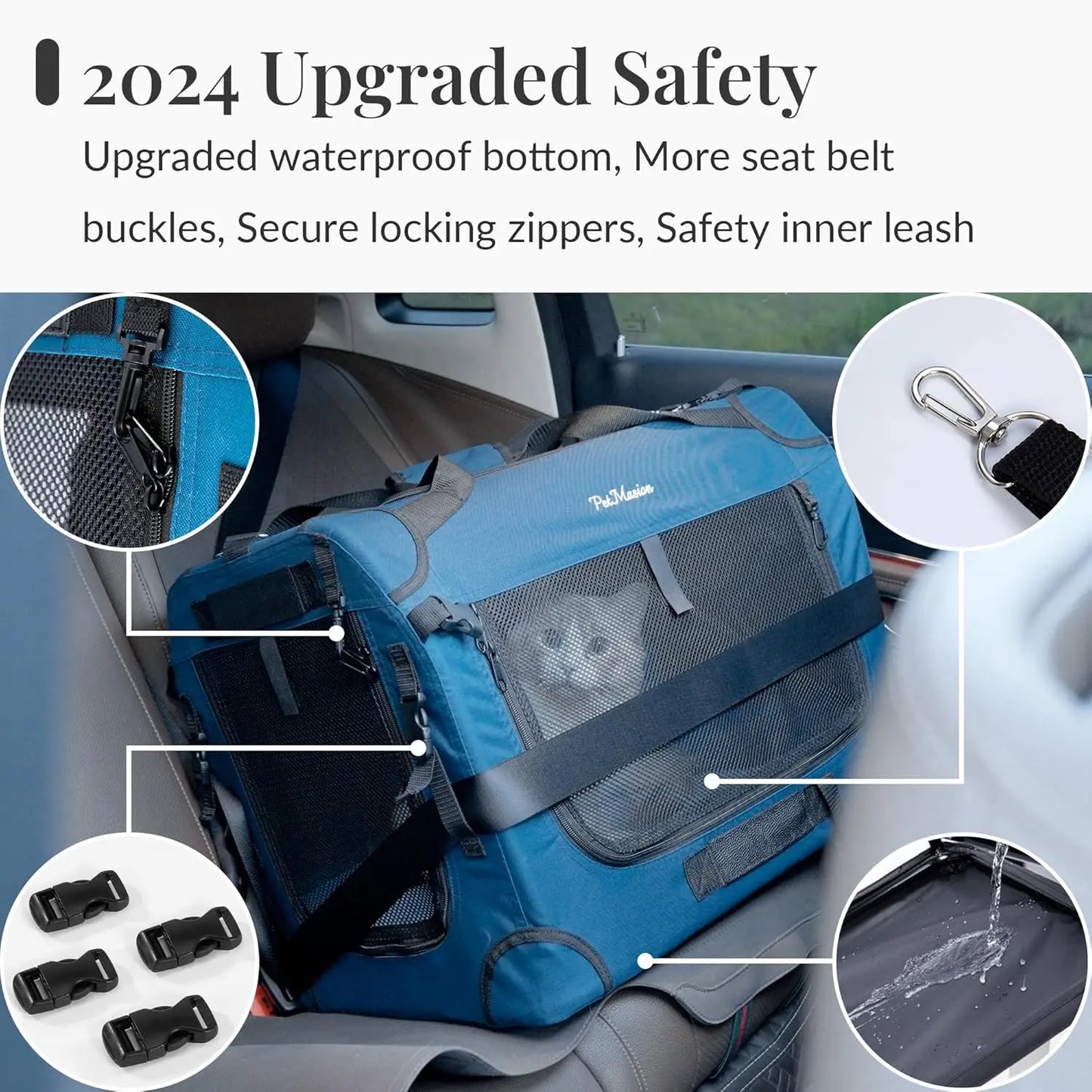 Extra Large Collapsible Cat Carrier for 2 Cats, Soft-Sided Pet Crate Travel Bag 24x16.5x16.5 Inches