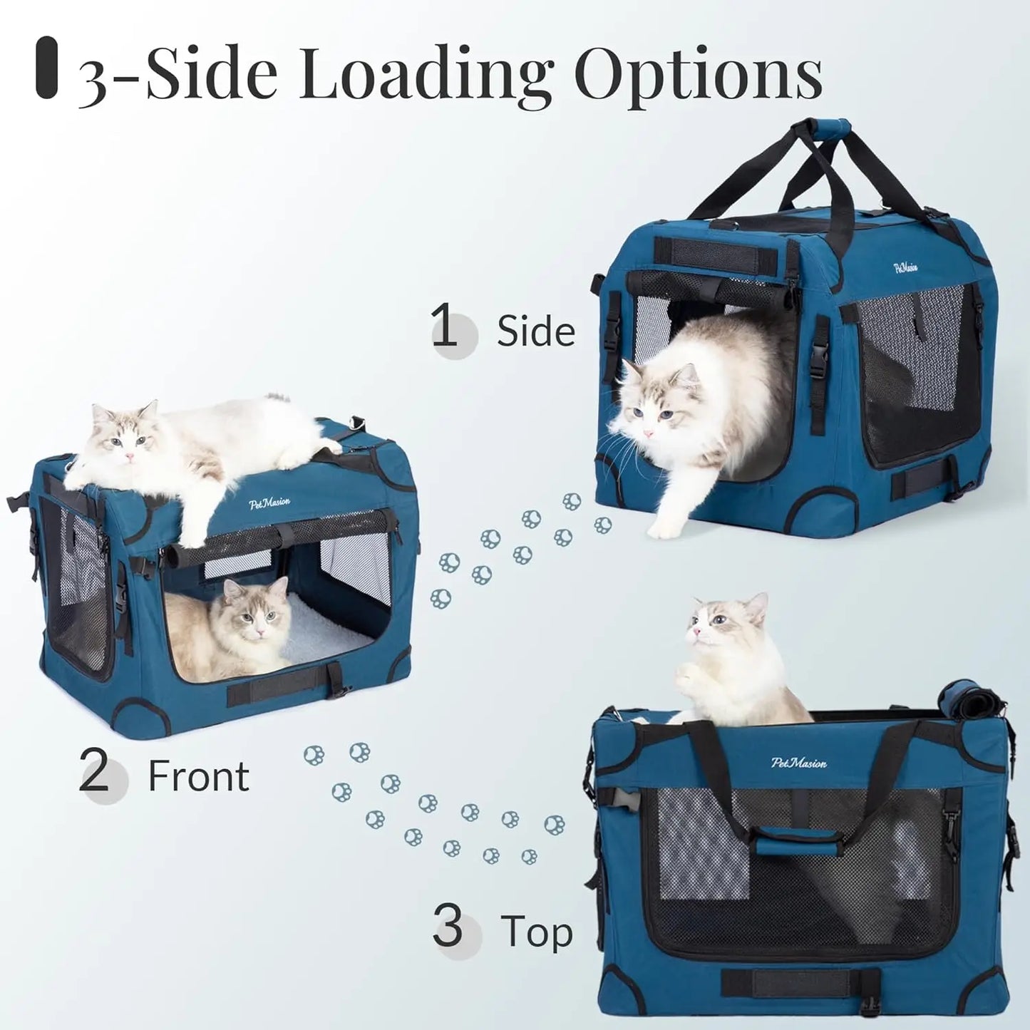 Extra Large Collapsible Cat Carrier for 2 Cats, Soft-Sided Pet Crate Travel Bag 24x16.5x16.5 Inches