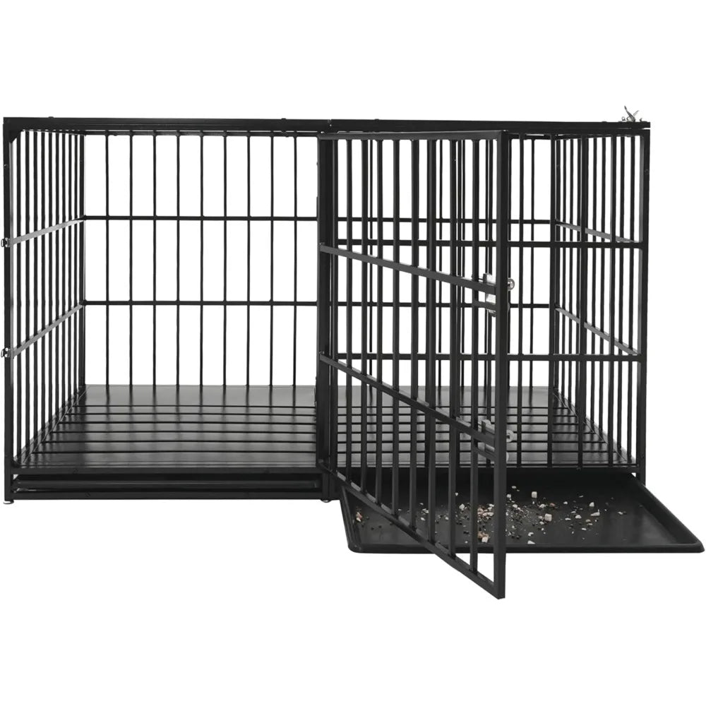 Extra Large Heavy Duty Dog Crate Metal Dog Kennels Cage with Mat and Trays for Large Dogs