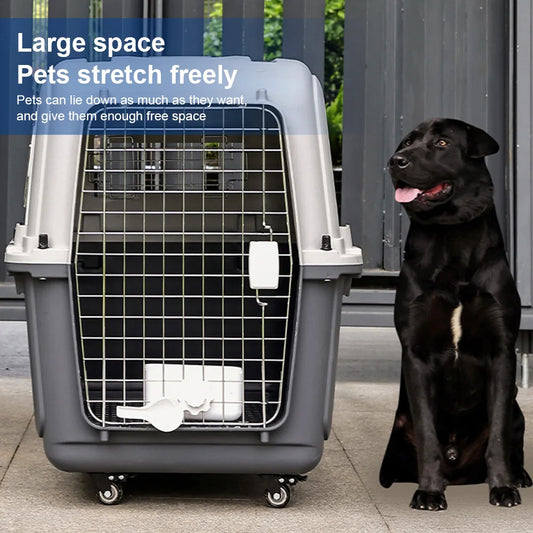 Pet Carrier Airline-Friendly Pet Trolley Case Portable Dog Cat Cage Big Dogs Crates Travel Kennel Airline Wire Door Pets Air Box