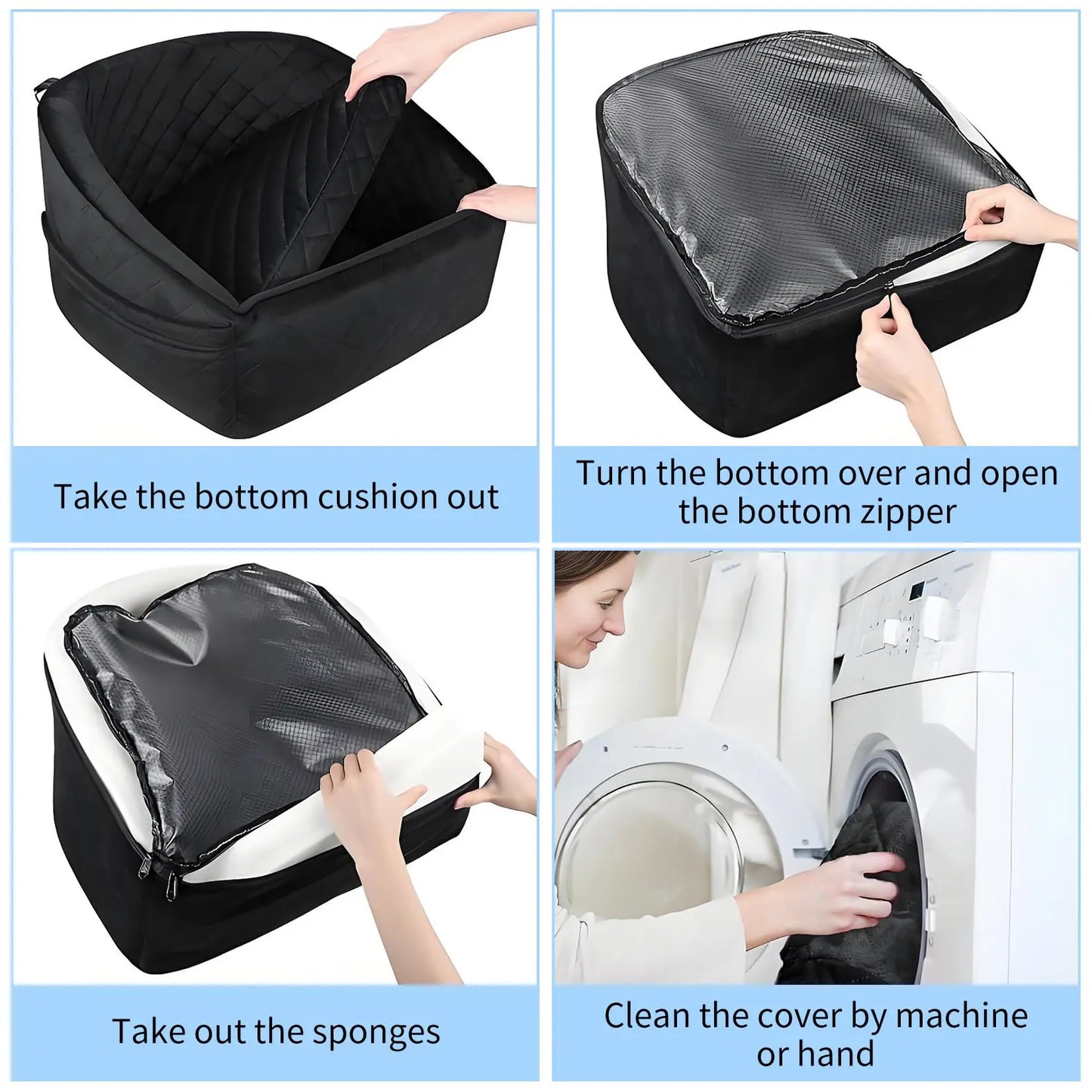 Dog Booster Car Seat, Detachable Washable Pet Dog Bed with Safety Belt for Small Medium Puppies Cats Under 30-35 LB
