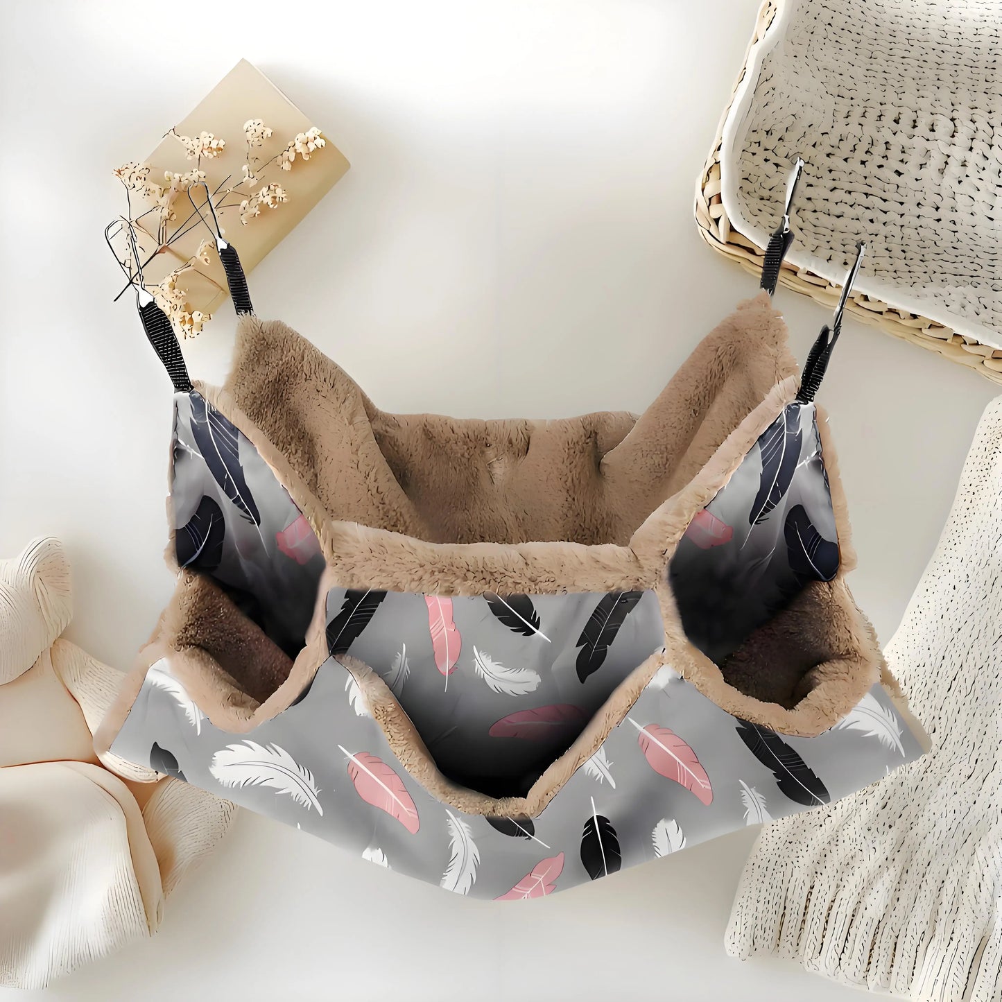 Cozy Plush Hamster Hammock Bed | Cage Hanging Nest for Small Pets | Secure Warm Sleeping Spot for Ferrets & Squirrels