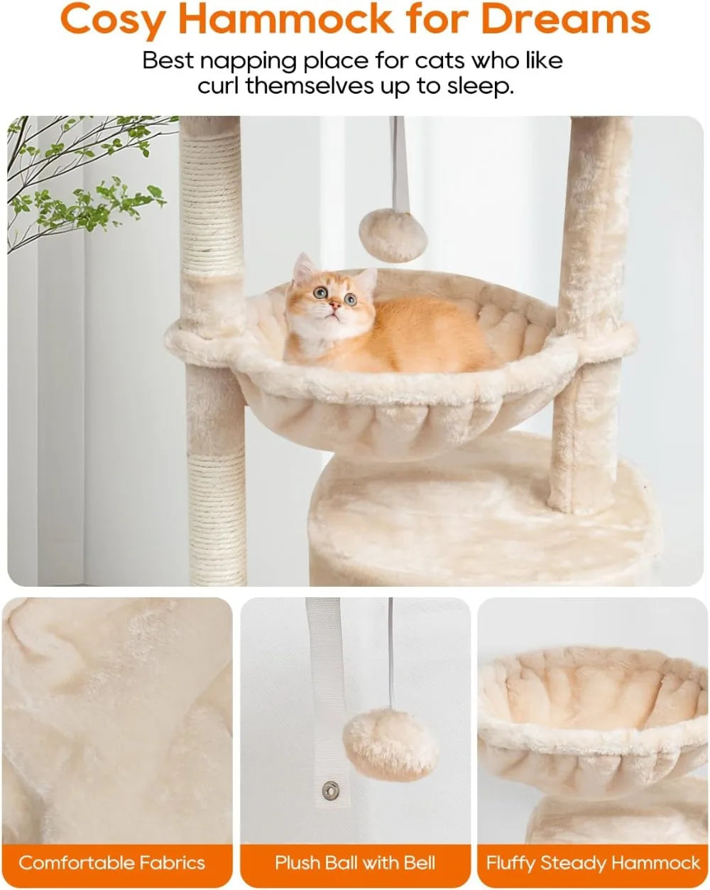 Small Cat Tree for Indoor Cats, Kittens Condo with Scratching Post and Board, Modern Activity Tower with Cradle