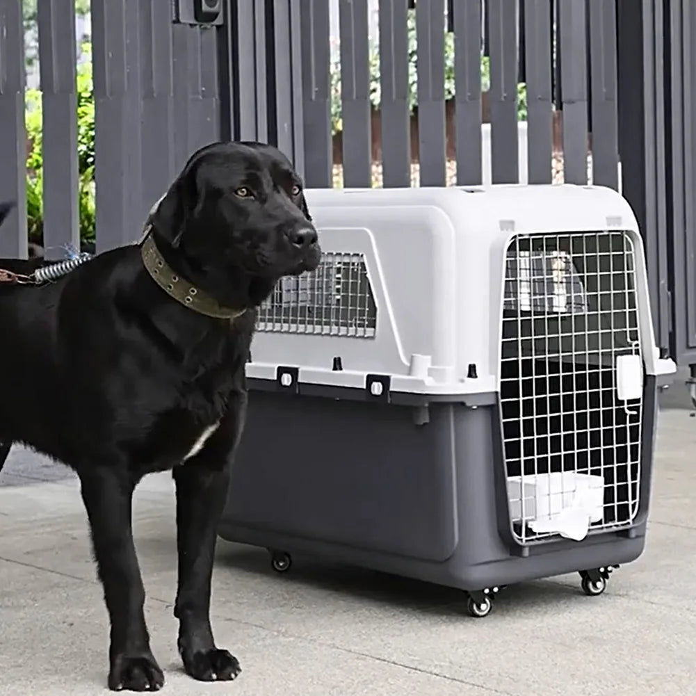 Pet Carrier Airline-Friendly Pet Trolley Case Portable Dog Cat Cage Big Dogs Crates Travel Kennel Airline Wire Door Pets Air Box