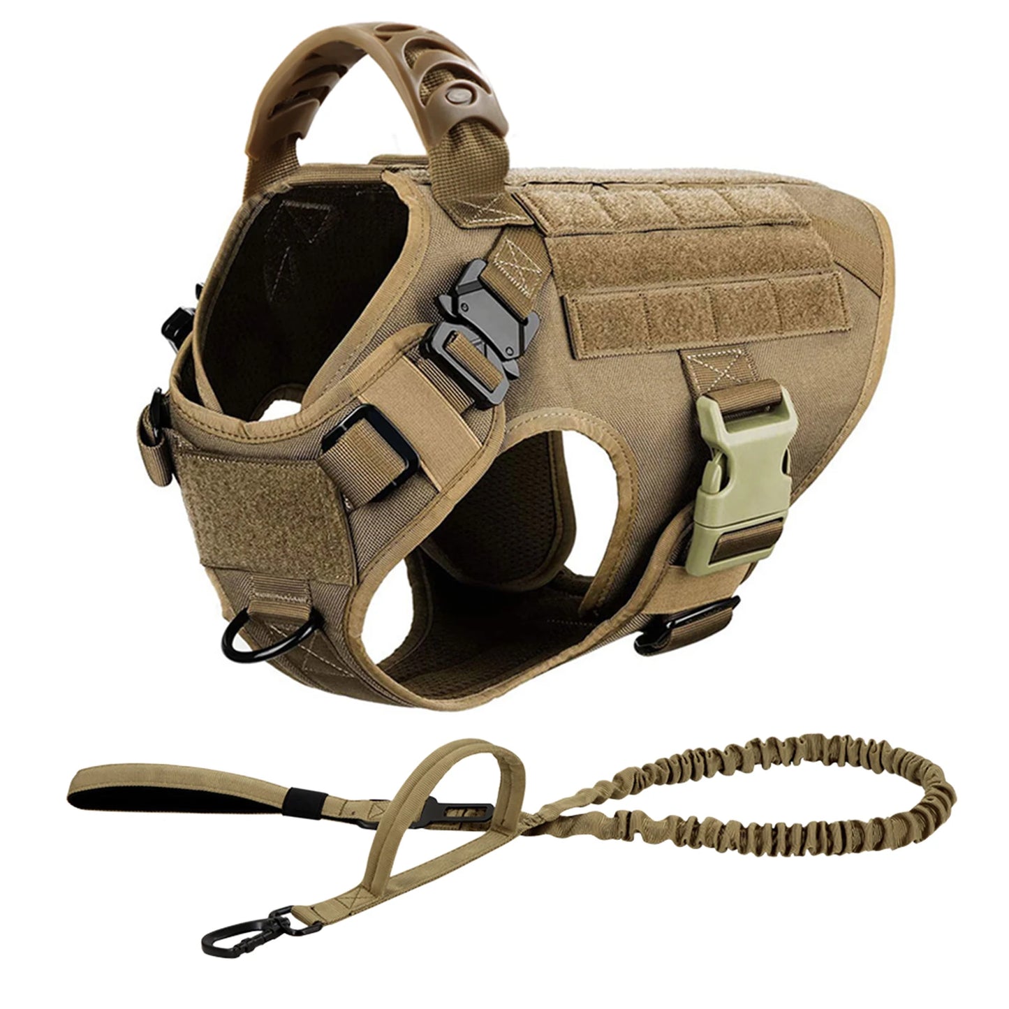 Tactical Dog Harness Leash Set for Large Dogs Military Harnesses for Training Walking Hunting Pet Vest Handle No Pull Malinois