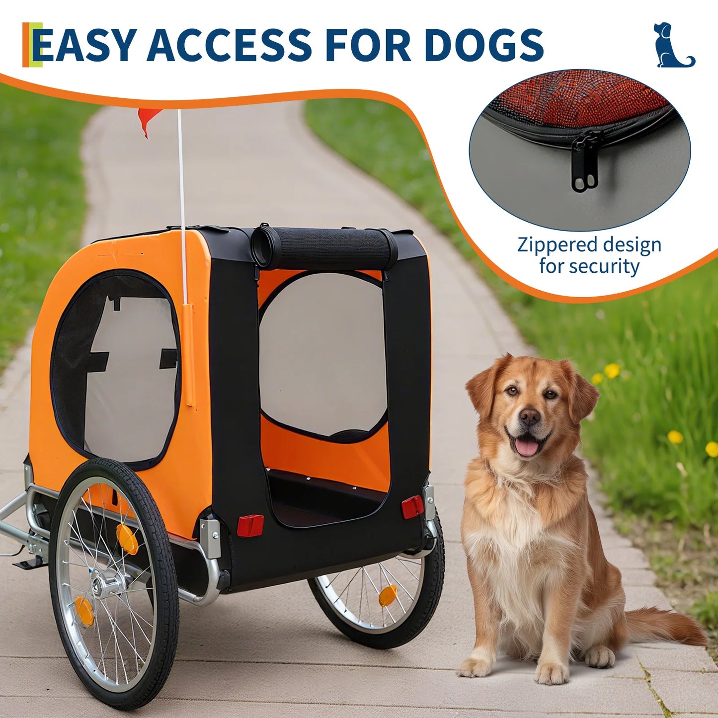 88lbs Collapsible Dog Bike Trailer Heavy Duty Pet Carrier Cart Quick Release Waterproof Stroller Wagon, Compatible Coupler