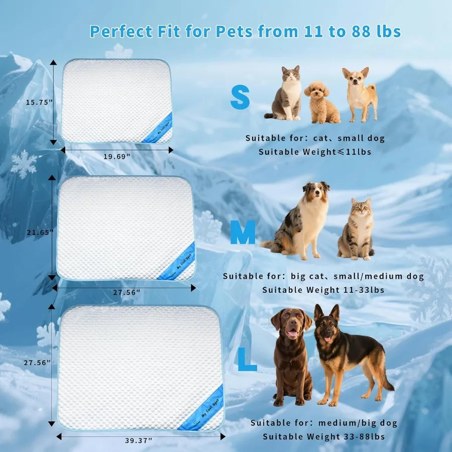 Pet Cooling Mat for Dogs Cats Ice-Silk Breathable Washable Foldable Cooling Blanket Durable Portable Non-Slip Dog Bed for Crate